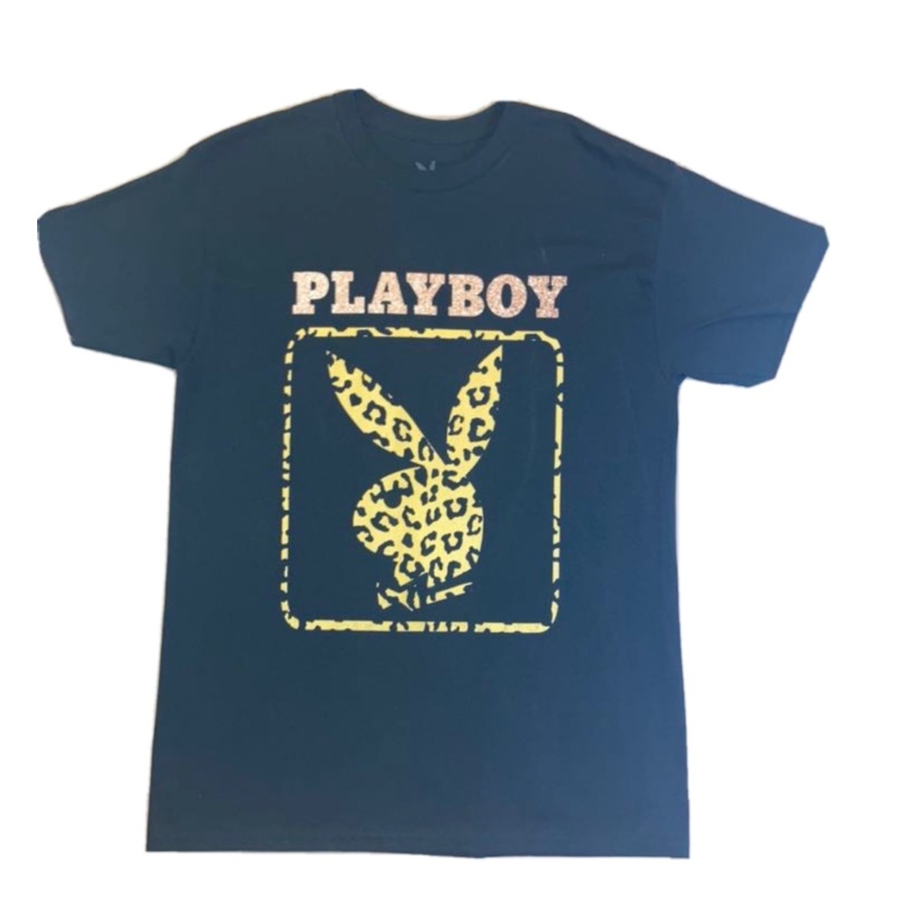playboy leopard skin graphic-t